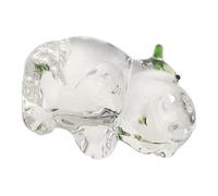 Sosoport Crystal Mini Hippo Figurine Green, Cute Cartoon Hippo Sculpture for Desk Ornament and Bedroom Decor, Tiny Crystal Hippopotamus Paperweight for Home Accent