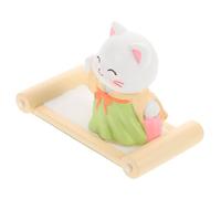 Sosoport Cute Cat Cell Phone Stand Resin Figurine Multipurpose Mobile Holder and Traditional Chinese Wealth Statue Portable Desktop Ornament for Office Home Decor Cat Lovers