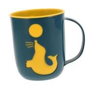 Sosoport Cute Dolphin Toothbrush Cup for Boys and Girls with Handle, Reusable Blue Pp Plastic Bathroom Tumbler Mug 550ml Capacity, for Home Use and Travel