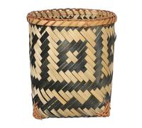 Sosoport Decorative Basket Bamboo Woven Waste Basket, Round Trash Can, Rustic Wicker Garbage Bin Container, Storing Waste Paper, Housewarming Gift, Living Room