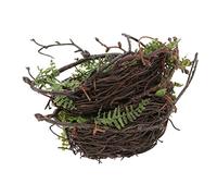 Sosoport Decorative Bird Nest Rattan Birds Nest House Mini Ornament for Garden Yard and Home