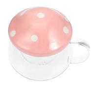 Sosoport Decorative Mushroom Ceramic Tea Cup with Handle and Infuser Heat Resistant Glass Mug for Home Office Practical Single Serve Filtered Tea Mug Enjoyment
