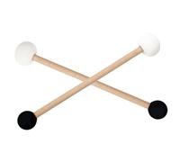 Sosoport Double-Ended Meditation Bowl Mallets with Felt and Rubber Heads for Singing Bowls and Bells - Gentle Sound Percussion Mallets with Beech Wood Handles, 2Pcs