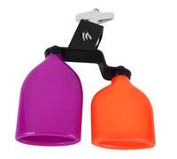 Sosoport Double Mounted Metal and Plastic Construction Bi-color Cow Bell with High and Low Tones Angle Adjustable and Tight Steady Design for Drum Set for Percussion Instruments
