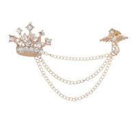 Sosoport Elegant Cross Crown Brooch Pin with Crystal Tassel Long Chain, Adjustable Length Alloy and Rhinestone Lapel Pin for Shirts and Outfit Occasions