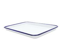 Sosoport Enamel Bake Pan Set Retro White Enamel Roasting Tray 27X19Cm for Baking Bread and Vegetables Heat-Resistant and Space-Saving