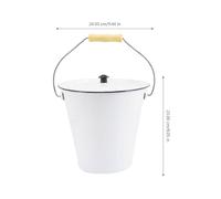 Sosoport Enamel Burn Barrel with Lid and Wood Handle 5.5l Fireplace Ash Bucket Stable Coal Container for Garden Incinerator and Outdoor Burning