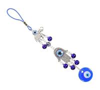 Sosoport Evil Eye Hanging Decor with Bells Turkish Blue Eye Car Ornament for Protection Guardianship Charming Elephant Palm Shape Pendant for Car Mirror Home Decoration