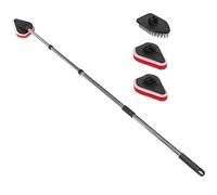 Sosoport Extendable Handle Floor Scrub Brush with Rotating Head Stiff Bristles and Absorbent Sponge for Bathroom Tile Grout and Hard to Reach Corners Cleaning Stainless Steel and PP