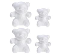 Sosoport Foam Bear Models 4pcs for DIY Crafting Lightweight Foam Forms White for Wedding Aisle Decorations and Floral Arrangements Party Background Supplies