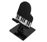 Sosoport Foldable Desktop Phone Holder Stand with Grand Piano Pattern, Adjustable Cell Phone Kickstand for Office and Travel, Black Smartphone Mount with Lifting Bracket
