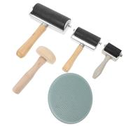 Sosoport Glue Roller Printmaking Roller Rubber and Wood Brayer Easy to Grip Well Polished for Carved Surfaces and Paintings Professional Printmaking Supplies