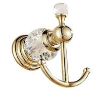 Sosoport Gold Crystal Wall Hook Punch Design Multipurpose Coat Towel Hanger for Bathroom Kitchen Bedroom Closet Space Saving Organizer