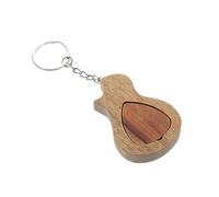 Sosoport Guitar Plectrum Keychain Wood Guitar Pick Storage Holder Keychains Picks