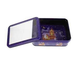 Sosoport Halloween Candy Tin with Lid for Party and Home Storage, Metal Cookie Tin Box with Quality Assurance, Elegant Packaging Halloween Containers for Treats and Snacks