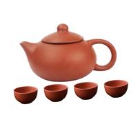 Sosoport Handmade Zisha Teapot Set Vintage Ceramic PU Erh Tea Kettle with Filter and Cups Lightweight Chinese Style for Loose Leaf and Flowering Tea Brewing
