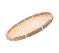 Sosoport Handwoven Round Tray with Built Drainage Multipurpose Food Organizer for Bread Fruit Soba Udon Noodles Traditional Handmade Kitchen Basket Farmhouse Display and Serving Plate