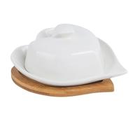 Sosoport Heart Shaped Ceramic Butter Dish White Scratch Resistant Butter Storage Plate Multi Purpose Food Container Easy Clean Household Serving Plate