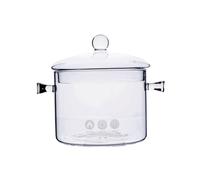 Sosoport Heat Resistant Glass Cooking Pot with Bead Lid for Gas Stove Transparent Stew and Instant Noodle Bowl Multi Purpose Kitchen Pan for Home and Restaurant Use