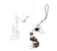 Sosoport Koi Fish Decorative Phone Charm Chain 2pcs Acrylic Zinc Alloy | Aesthetic Chinese Style, Good Luck Symbol for Camera or Keys, Anti-lost Strap Unique Design