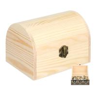 Sosoport Large Solid Wooden Arc Design Storage Chest Box Chic Treasure Box with Fine Workmanship Rounded Corners Wood for Home Decor and Organizing