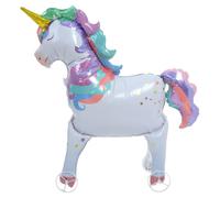 Sosoport Large Standing Mythical Horse Decorative Balloon with Wheels, Aluminium Foil Material, Integrated Base for Secure and Stable Party Inflatable Prop, for Birthday Party Decorations