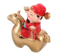 Sosoport Lucky God Resin Horse Statue Feng Shui Figurine for Prosperity and Fortune - Small Gold Year of The Horse Ornament for Office Desk and Home Decoration