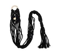Sosoport Macrame Guitar Wall Mount Black 90cm Handwoven Cotton Rope Ukulele Holder Nordic Style Guitar Wall Hanger for Instrument Storage and Display