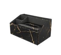Sosoport Marble Vein Desktop Organizer Box Leather Wood Storage Container for Facial Tissue Remote Control Office and Home Decor