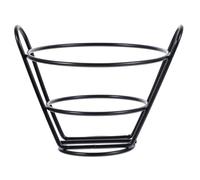 Sosoport Metal Snack Basket Hollow Out Design Portable Fried Chicken Holder for Parties and Restaurants Breathable Chips Container with Stylish Black Metal for Appetizers and Outdoor