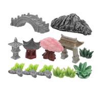 Sosoport Mini Zen Garden Accessories with Chinese Style Miniature Stone Pagoda Bridge and Rockery Compact Decorative Micro Landscape for Fairy Gardens Terrariums Balcony Patio and Porch