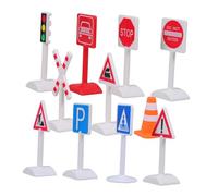 Sosoport Miniature Traffic Signs and Lights for Road with Stop Do Not Enter Pedestrian Construction and Railway Signals Educational Micro Landscape Accessories for Model Trains and Sand