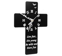 Sosoport Modern Black Acrylic Frameless Wall Clock Cross Shaped Design with Silent Non-ticking Movement Easy to Install Indoor Wall Decoration for Living Room