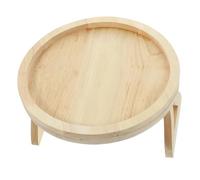 Sosoport Multi-function Wooden Sofa Arm Tray Table with Foldable Legs Round Raised Edge Couch Tray for Snacks Drinks Books and Tablet Holder Natural Lap Desk for Living and Bed Use