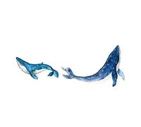 Sosoport Nursery Wall Stickers 2 Sets Blue Whale Decals PVC Decorative Wall Sticker for Children’s Bedroom Living Room