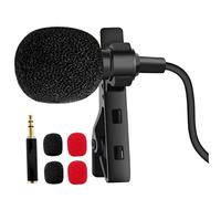 Sosoport Omnidirectional Clip-on Lavalier Microphone for Recording 2 Black and 2 Red Foam Windscreens Compatible Mobile Phones and Pcs