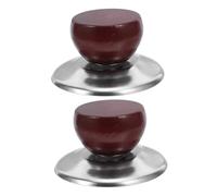Sosoport Pan Lid Knobs Practical Design for Cooking 2pcs with Wooden Grip Handles and Stainless Steel Base, Universal Replacement for Pot and Pan Lids and Serving the Table