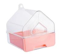 Sosoport Parrot Bird Bathtub Portable Plastic Shower Box Bottom Drawer, Pink, External Cage Bathing Basin for Pet Birds and Parakeets, Suitable for Home and Travel