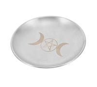 Sosoport Pentacle Altar Tray Premium Stainless Steel Decorative Plate for Rituals Tealight Candle Holder Unique Patterned Altar Decoration for Ceremonies and Home Use