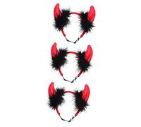 Sosoport Pet Devil Horns 3pcs Dog Halloween Headband Dog Party Favors Pet Devil Costume Dog Spoof Headband Halloween Pets Accessories Pet Spoof Headgear Dog Headband Dog Costume Plushy Pets Red Cloth