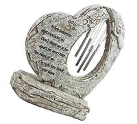 Sosoport Pet Dog Cat Memorial Stone with Wind Chimes Tombstone for Garden Grave Heart Shape Design for Eternal Love Outdoor Weather Resistant Pet Grave Marker