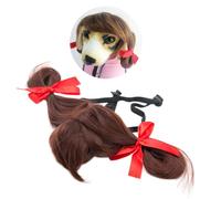 Sosoport Pet Funny Wig for Small Dogs Colored Curly Costume with Braids for Parties Halloween and Photo Shoots Durable and Easy to Clean Accessory for Maltese Corgi and More