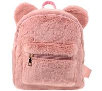 Sosoport Plush Bear Ear Backpack Elegant Pink with Roomy Storage and Comfortable Touch Feeling Casual Shoulder Bag for Women for Shopping or Wandering with Friends
