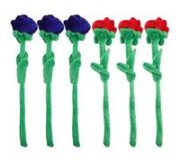 Sosoport Plush Roses Bouquet Toy for Boys and Girls Bendable Stems Soft Flower Arrangement 6-Piece Set in Assorted Colors for Valentine's Day Home Decoration