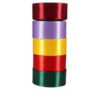 Sosoport Polyester Wrapping Ribbons Craft Ribbon Pack 5 Rolls Assorted Colour Lightweight and Easily Cut for Box and Hand-Woven Production for Decorative Packaging