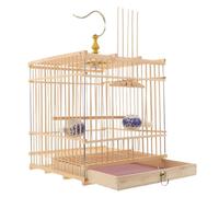 Sosoport Portable Bamboo Bird Cage for Goldfinches Zosterops Carbonized Small Travel Cage with Detachable Feeders Natural Habitat for Office Garden Balcony Use
