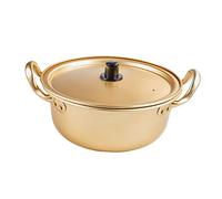 Sosoport Practical Korean Ramen Pot Double Handle Aluminum Stockpot for Instant Noodles Cooking Corrosion Resistant Kitchen Pan with Smooth Curling Design Easy to Clean and Use for Home