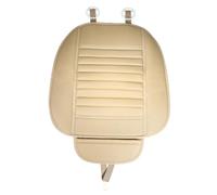 Sosoport PU Leather Car Seat Cover with Non-slip Silicone Pad Front Cushion Protector with Small Storage Pocket Breathable Elastic Sponge for Comfortable Long Drives Beige