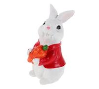 Sosoport Resin Bunny Garden Statue Cute Rabbit Figurine with Carrot Seasonal Halloween Ornament Weather Resistant Miniature Landscape Decoration for Patio Lawn Balcony Indoor Use