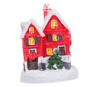 Sosoport Resin Christmas Village House Figurine with Lifelike Snowy Cottage Design Compact and Reusable Holiday Decoration for Living Room Bedroom Seasonal Display Detailed Craftsmanship